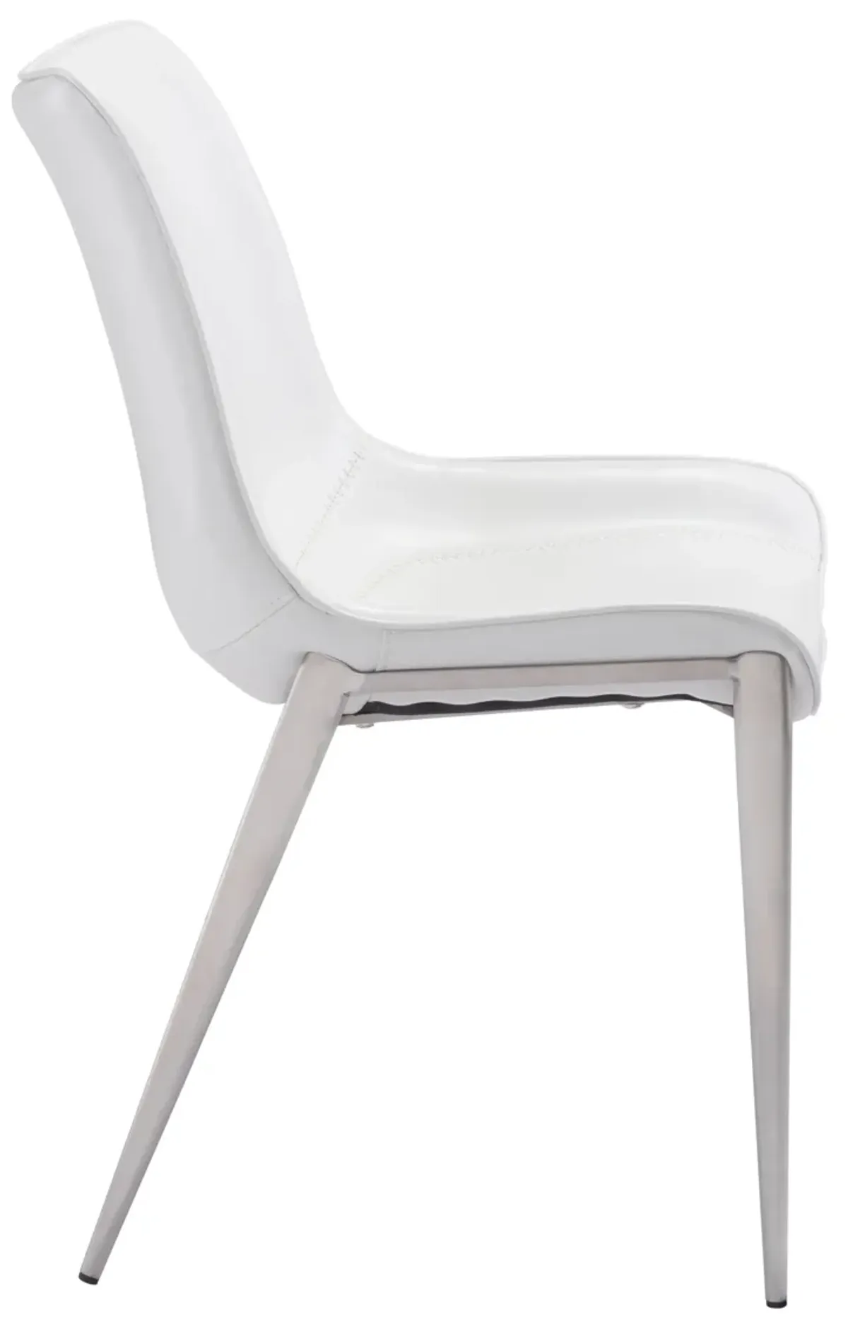 Magnus Dining Chair (Set of 2) White & Silver