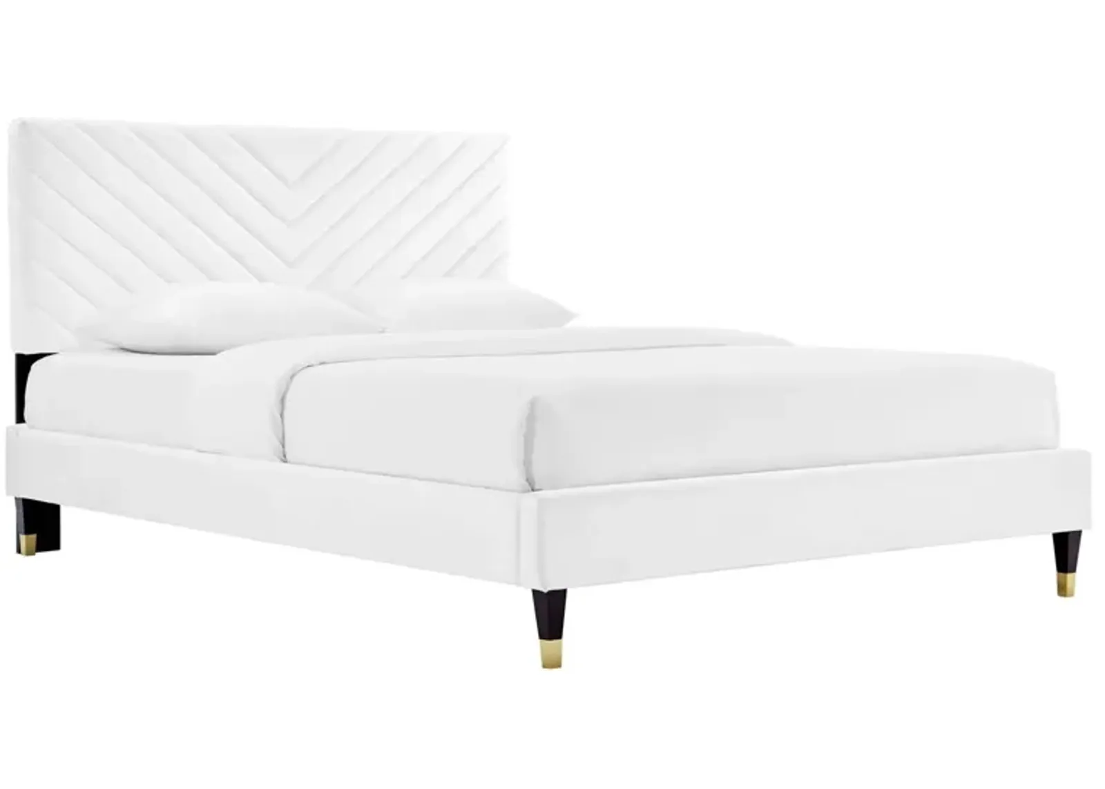 Roxanne Performance Velvet Queen Platform Bed