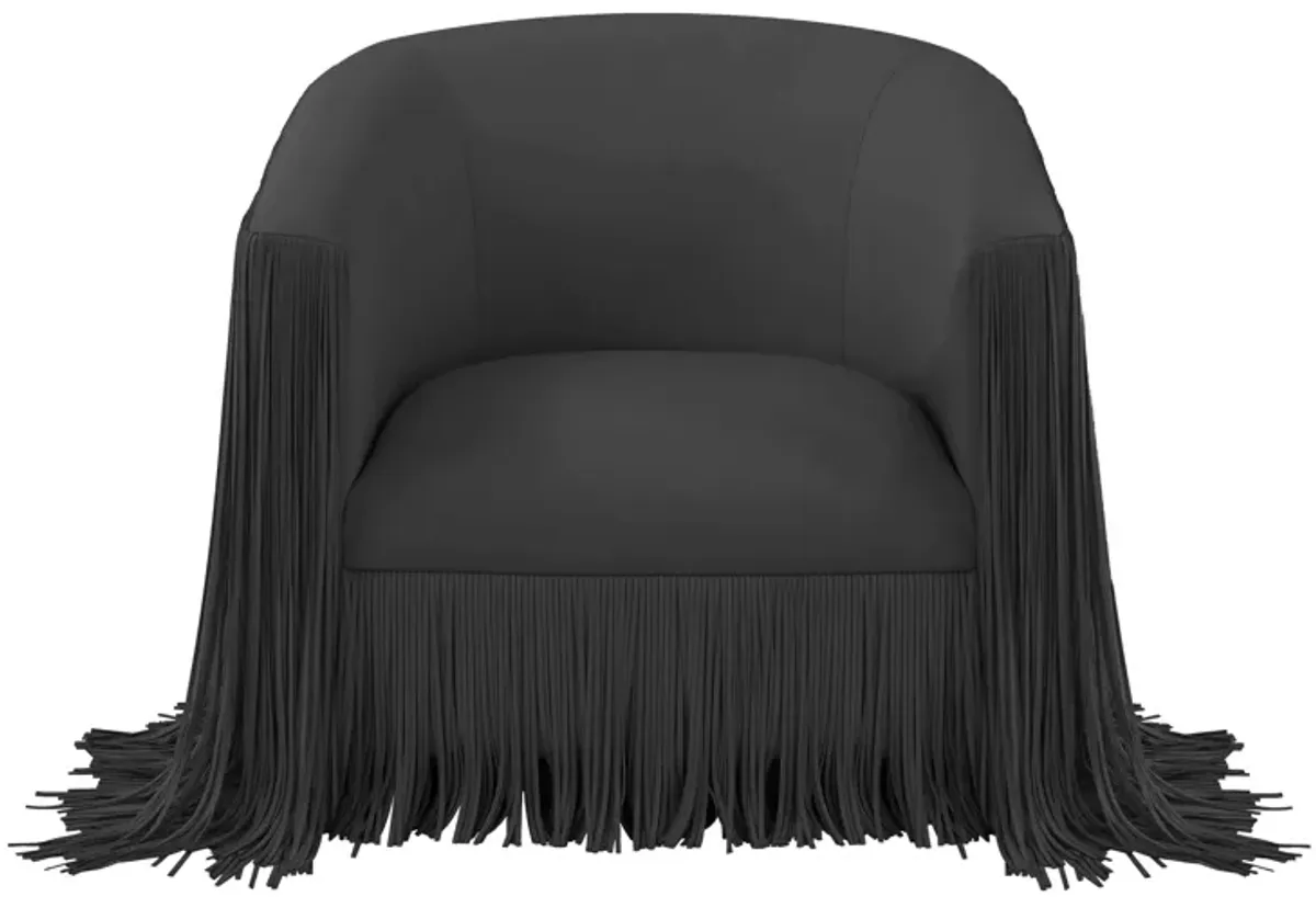 Shag Me Black Vegan Leather Swivel Chair