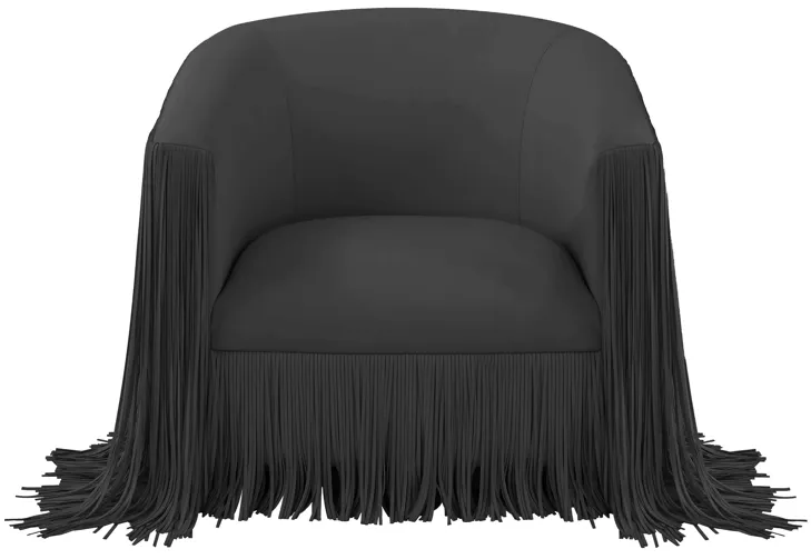 Shag Me Black Vegan Leather Swivel Chair