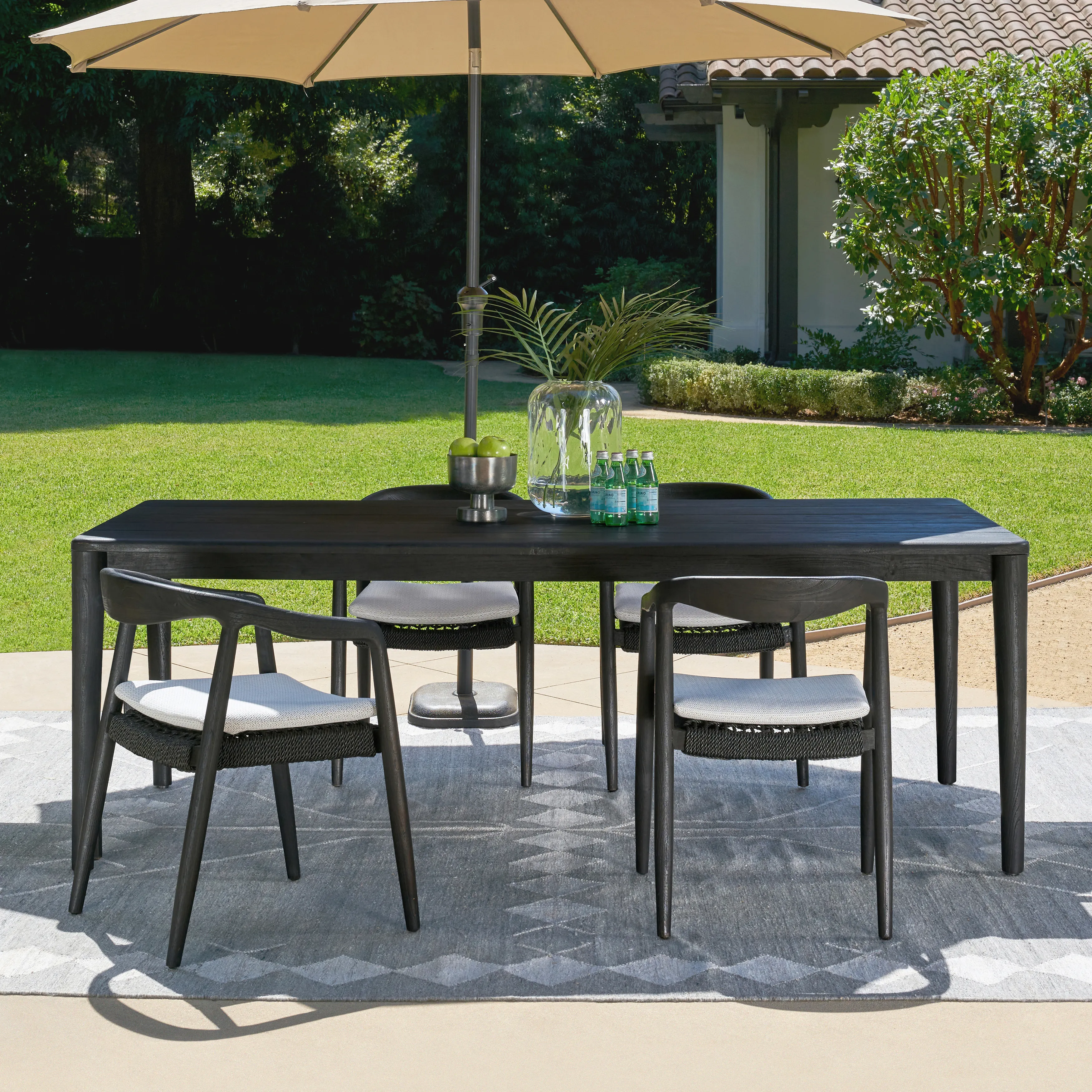 Aria 86" Outdoor Dining Table Black  