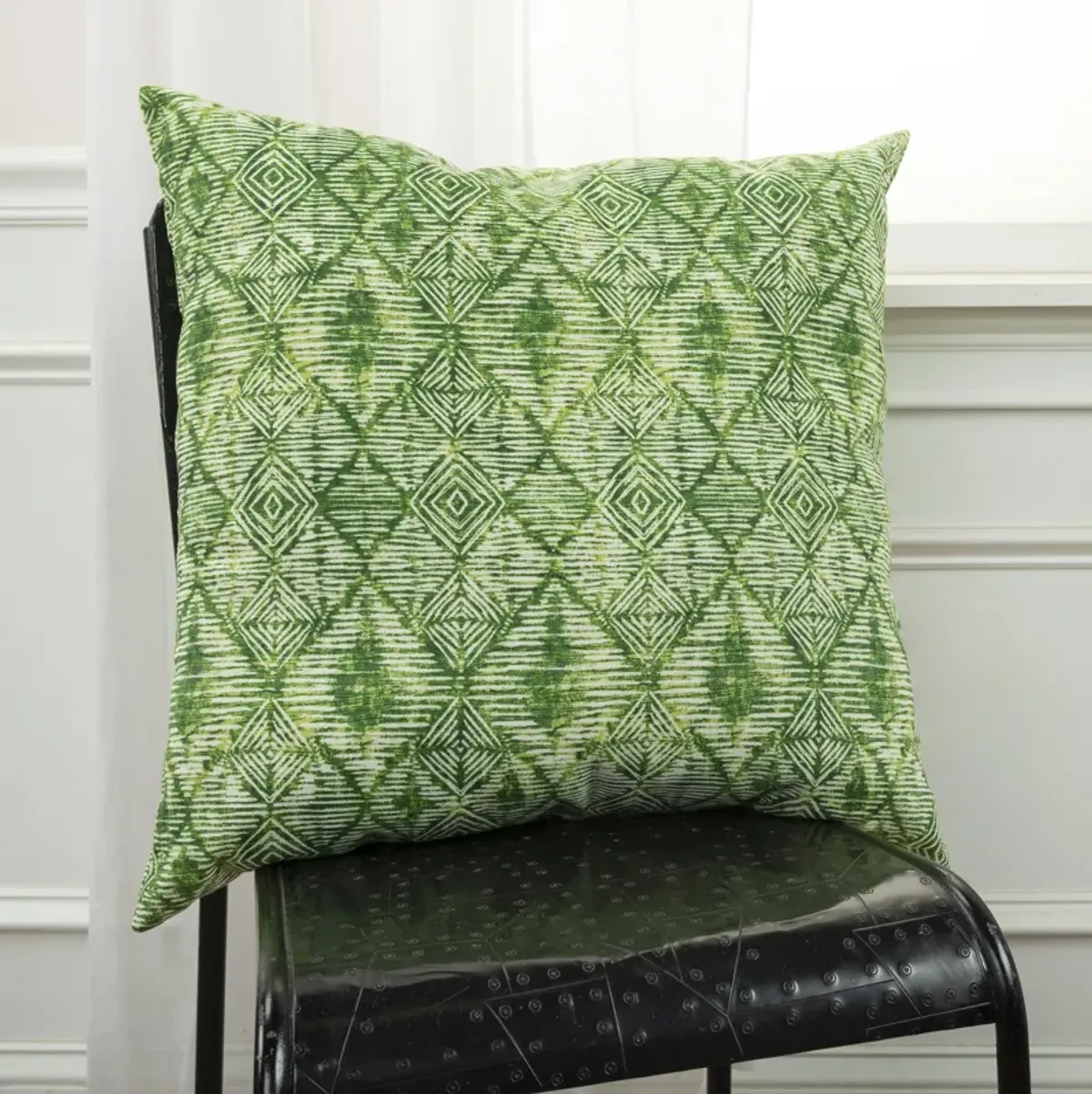 Indoor/Outdoor Batik Pattern Dark Green Pillow