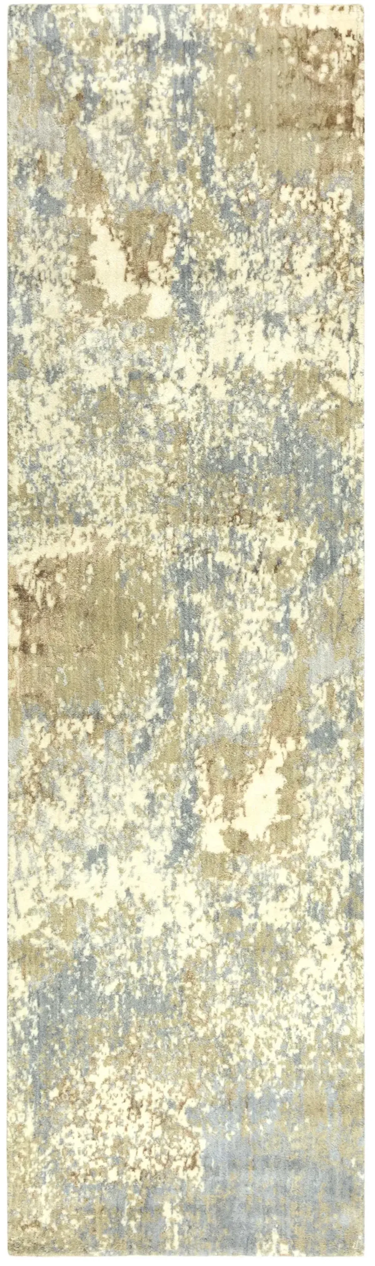 Impressions Beige Abstract NZ Wool/Tencel Blend 2'6" x 8' Runner Rug