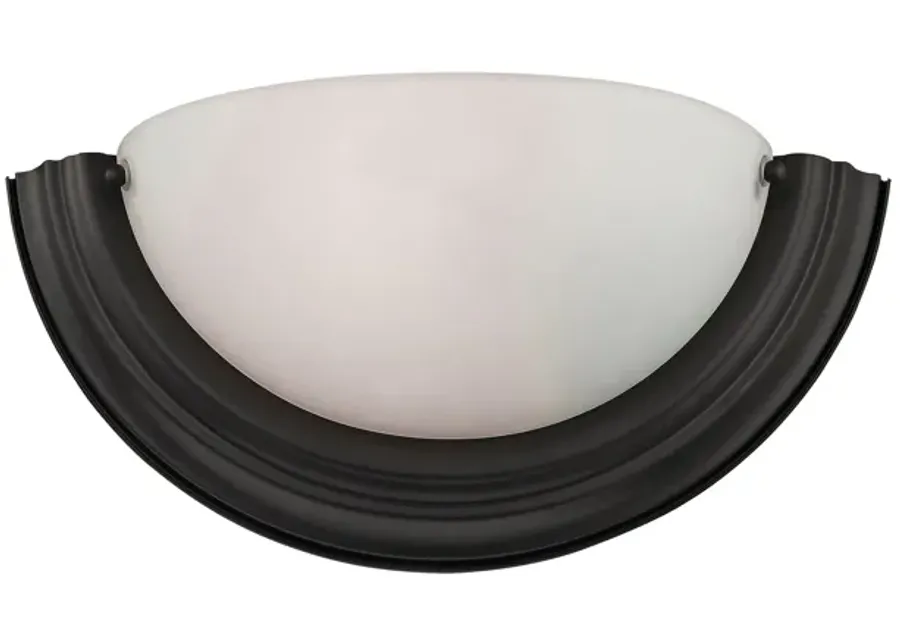 1-Light Wall Sconce in OILED RUBBED BRONZE with White Glass