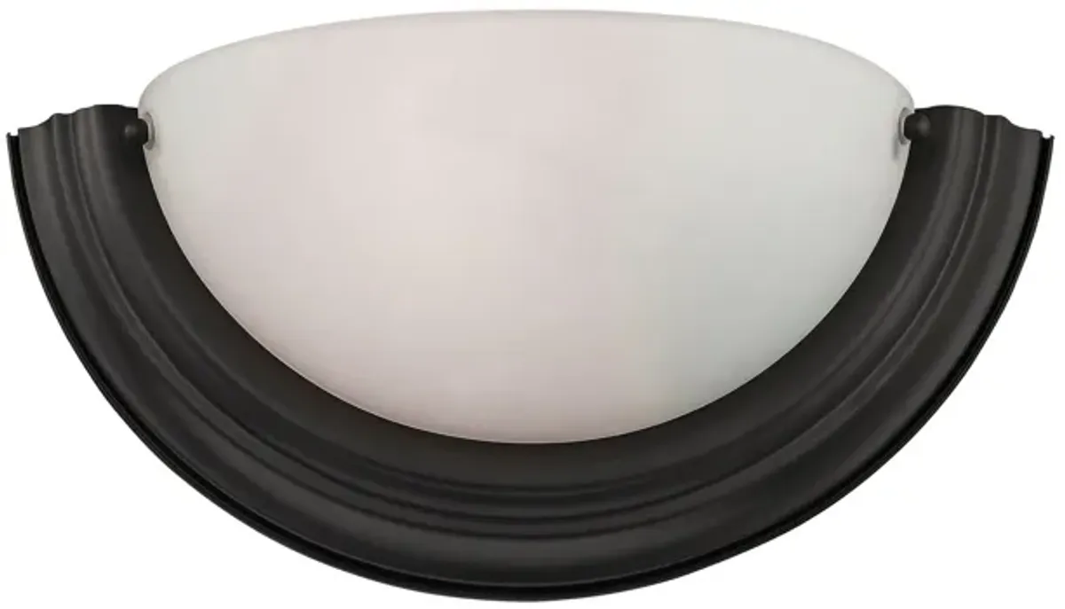 1-Light Wall Sconce in OILED RUBBED BRONZE with White Glass