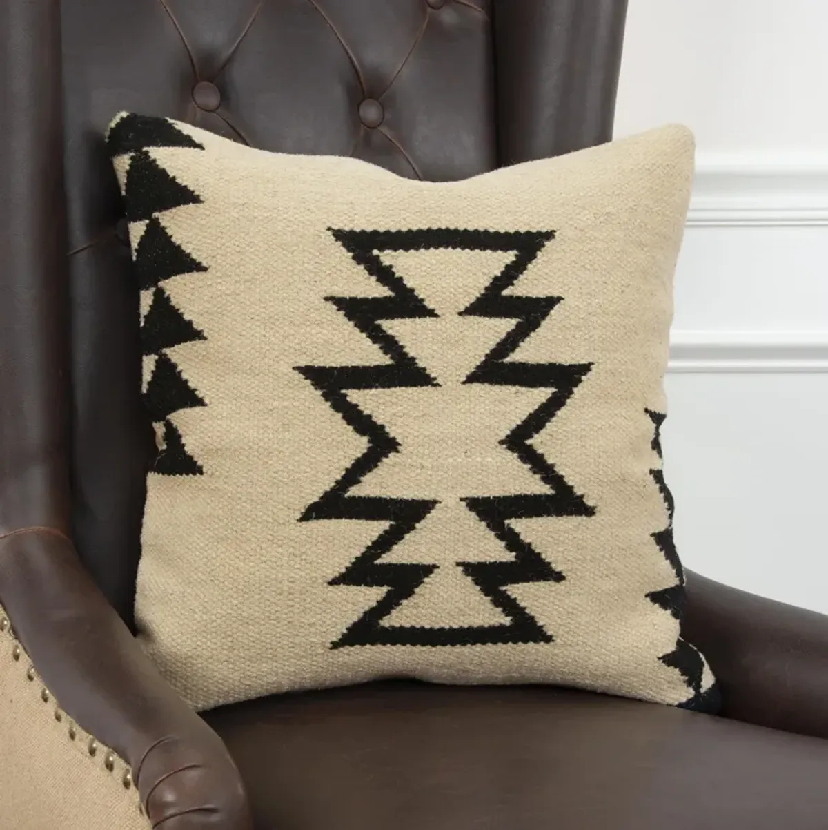 Southwestern Iconic Patterning Black Pillow