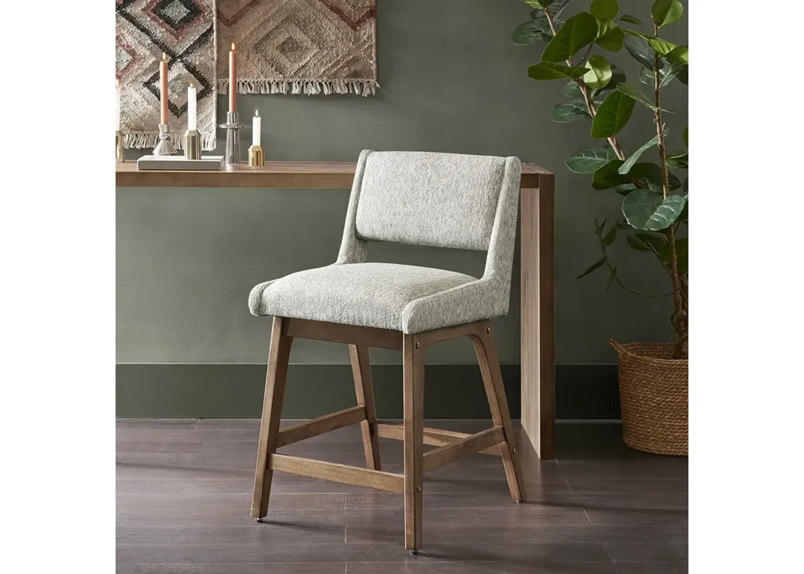 INK+IVY Boomerang Light Grey Counter Stool