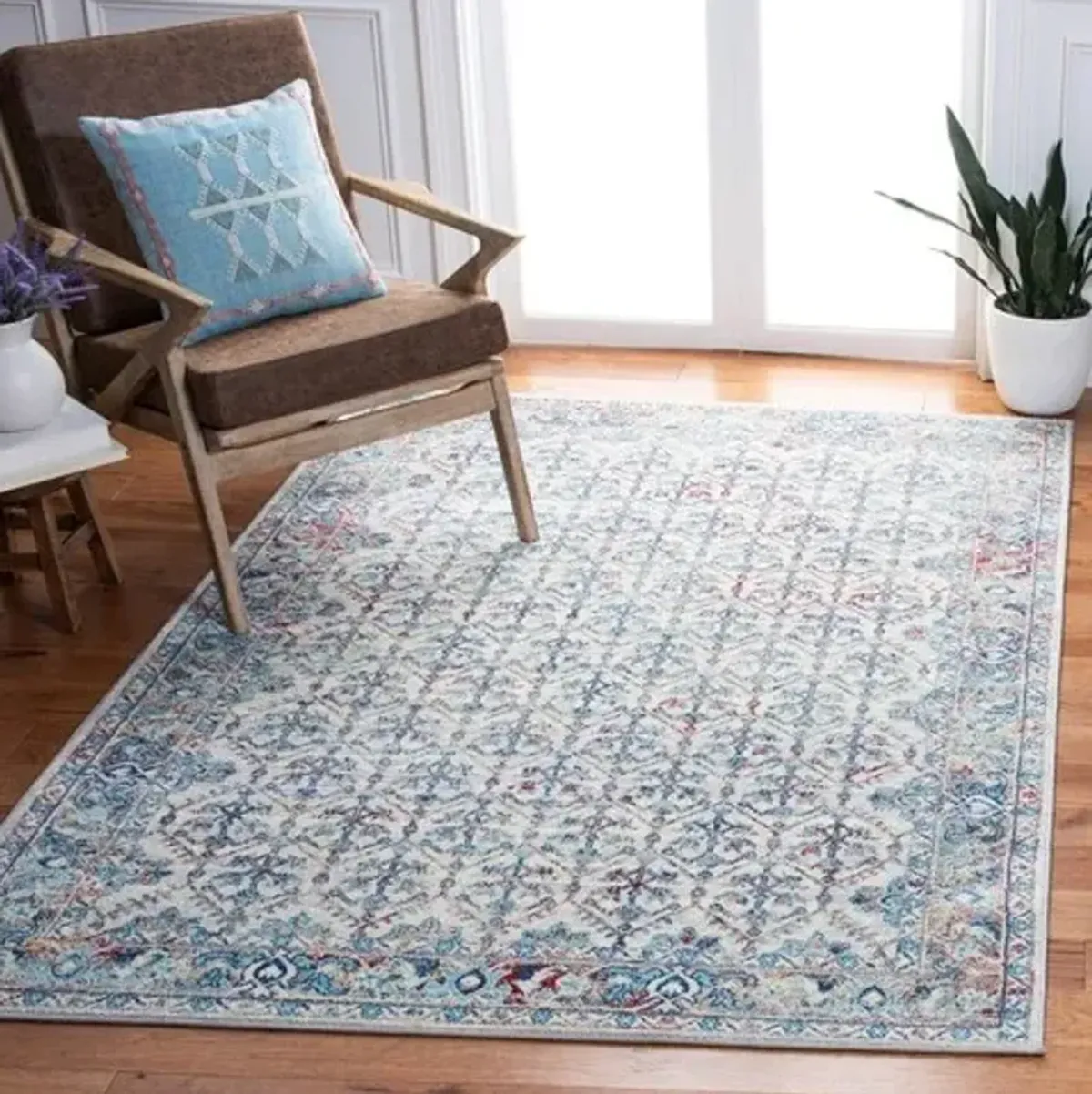 Brentwood 869 Ivory / Blue 10' X 13' Large Rectangle Powerloomed Rug