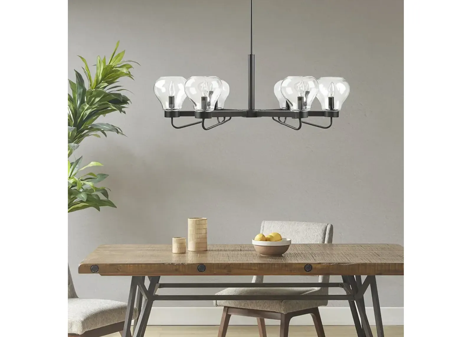 510 Design Devon Black 6-Light Chandelier with Bowl Shaped Glass Shades