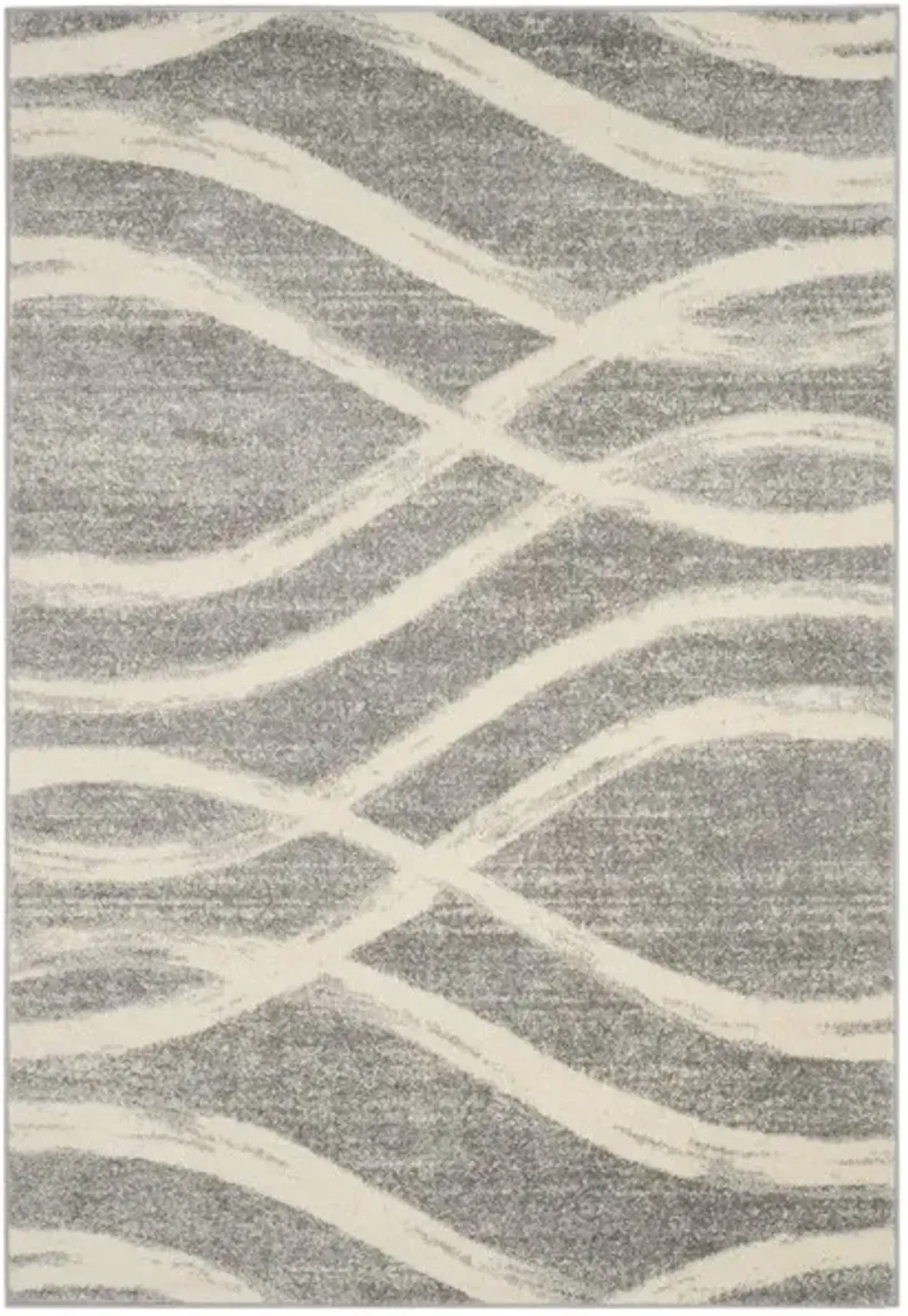 Adirondack Contemporary Grey / Cream 2'-6" X 6' Powerloomed Rug