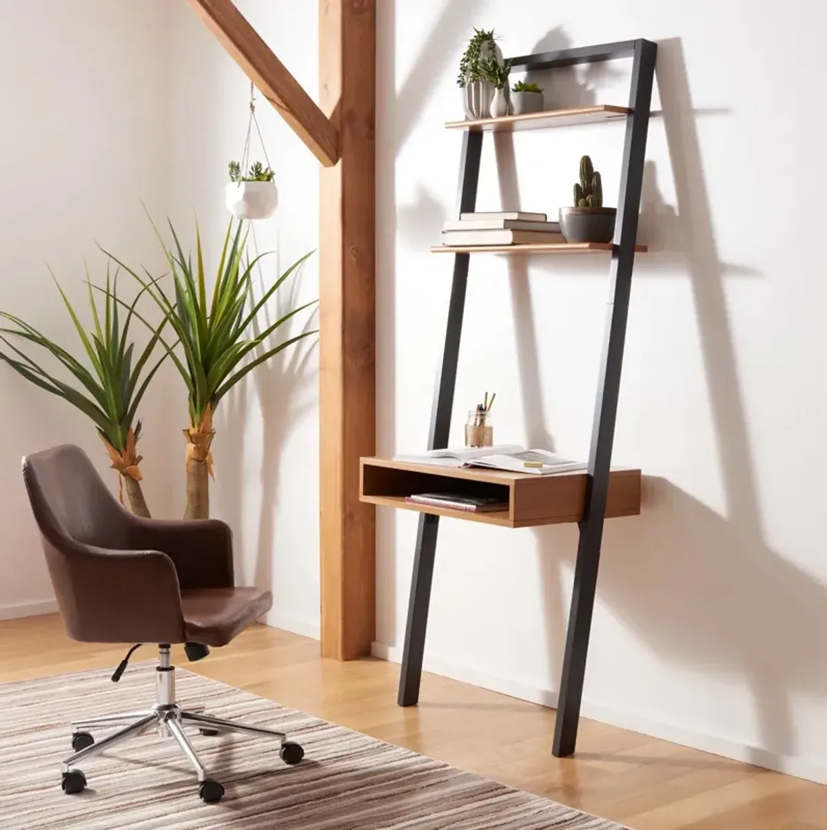 Kamy 2 Shelf Leaning Desk