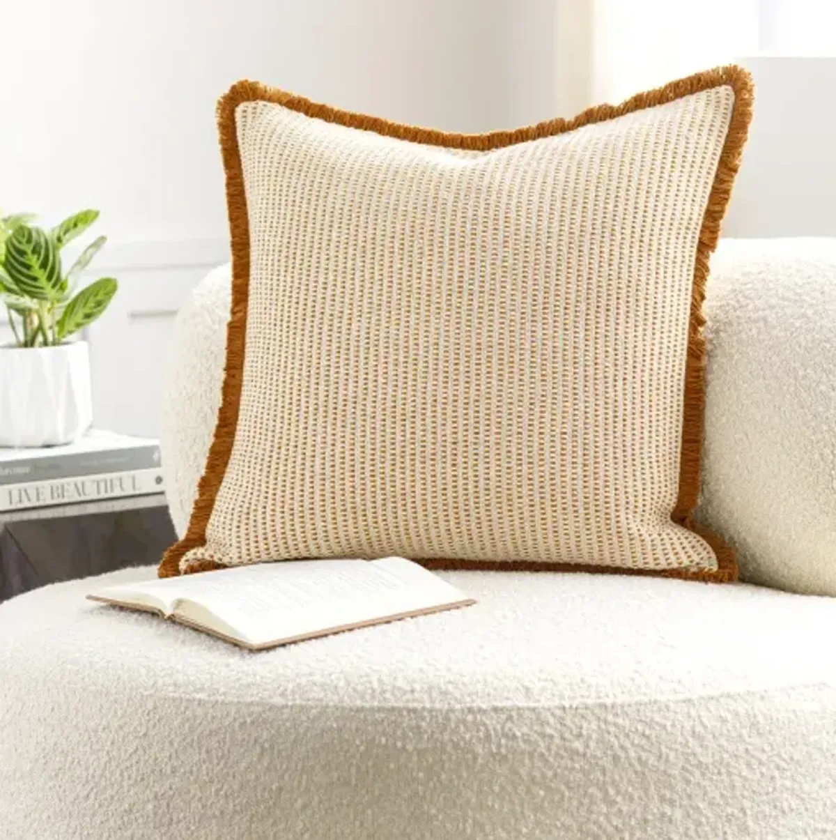 Cotton Fringe CTF-001 20"L x 20"W Accent Pillow