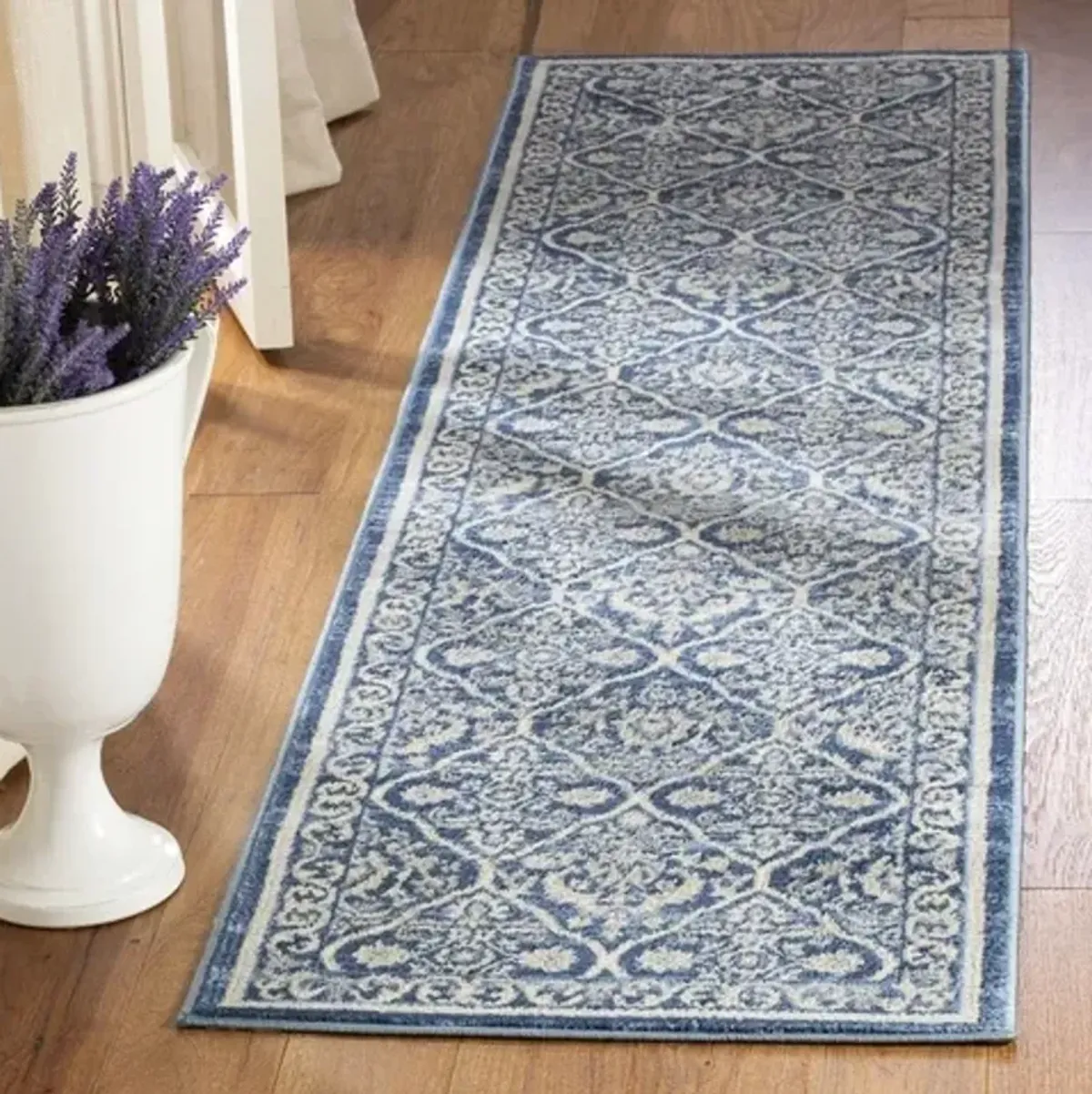 Brentwood 870 Navy / Light Grey 2' X 6' Runner Powerloomed Rug