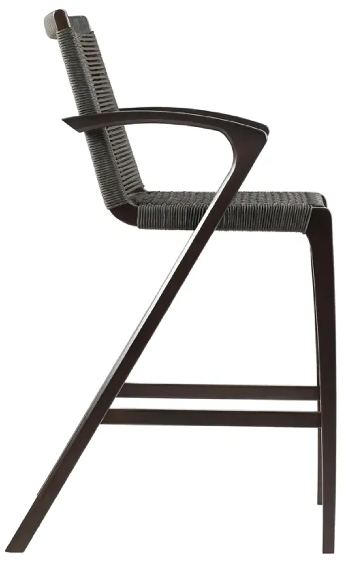 Brielle Outdoor Dark Eucalyptus Wood and Grey Rope Counter and Bar height Stool