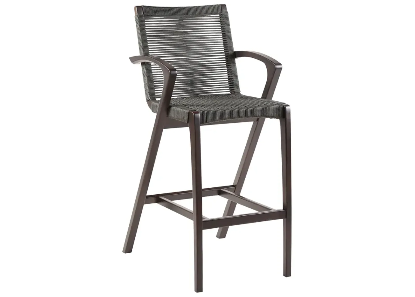 Brielle Outdoor Dark Eucalyptus Wood and Grey Rope Counter and Bar height Stool