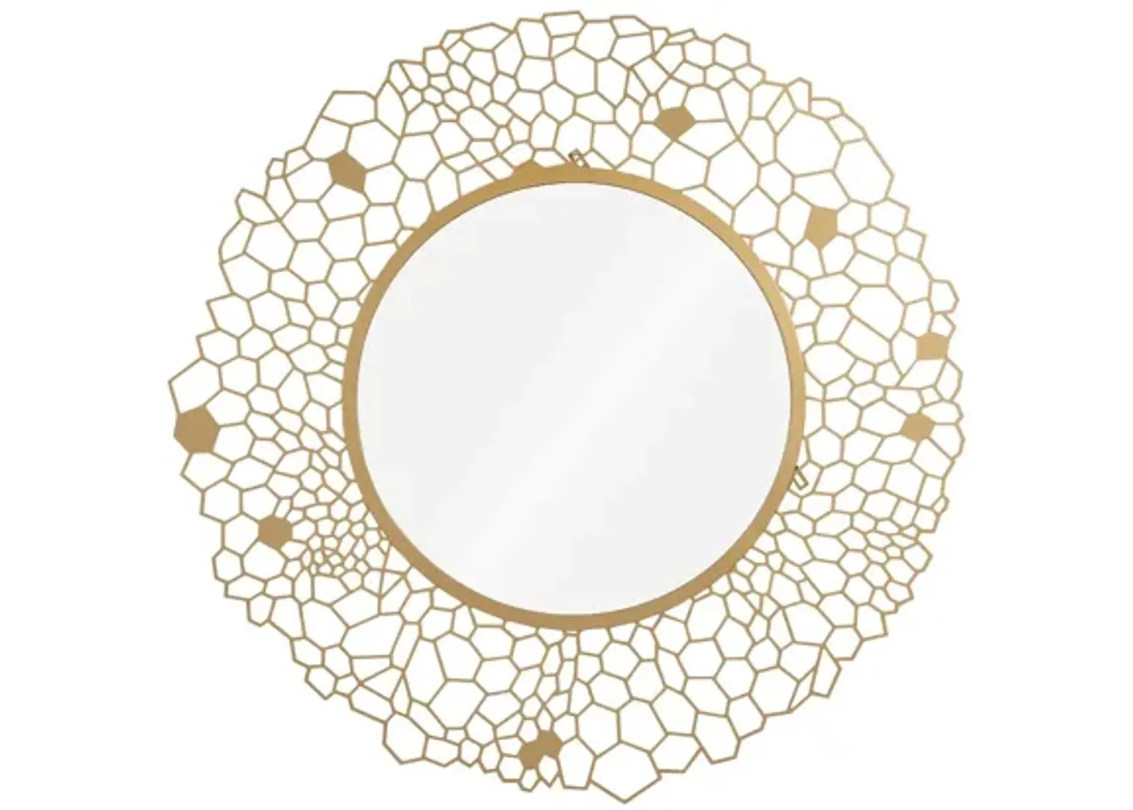 Round Honeycomb Mirror Brass