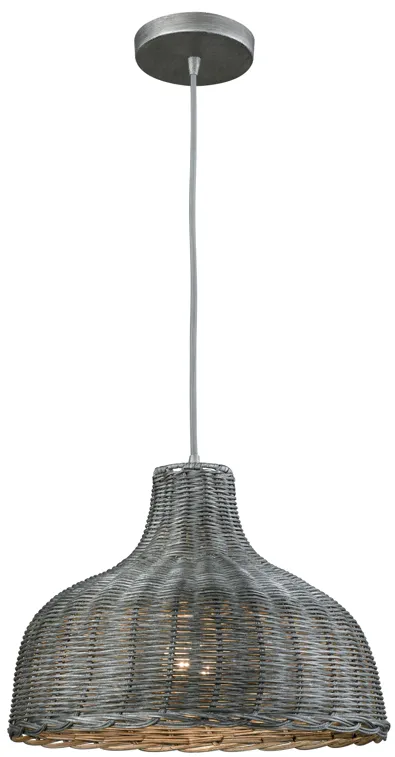 Pleasant Fields 14" Wide 1-Light Pendant - Weathered Gray