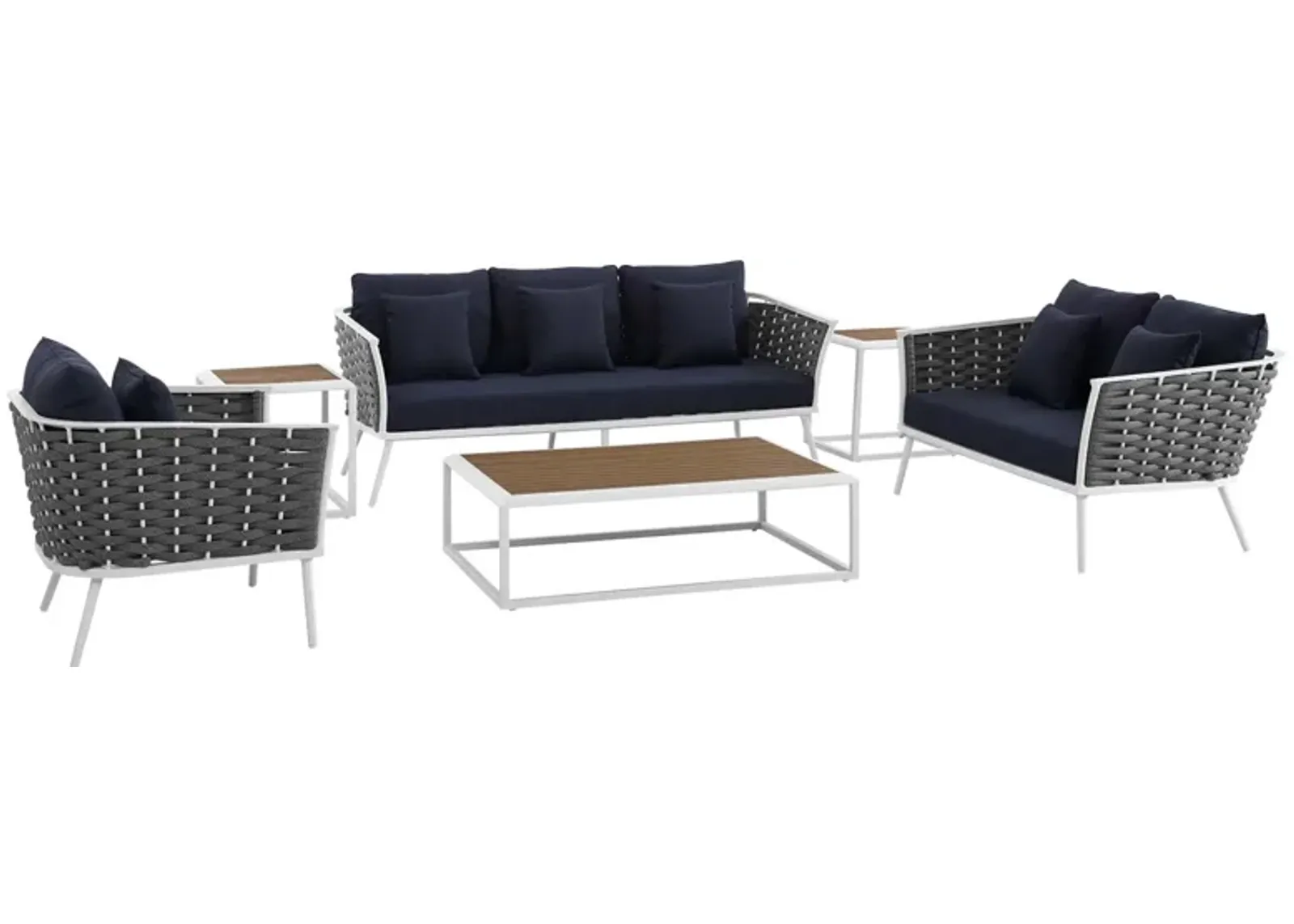 Stance 6 Piece Outdoor Patio Aluminum Sectional Sofa Set