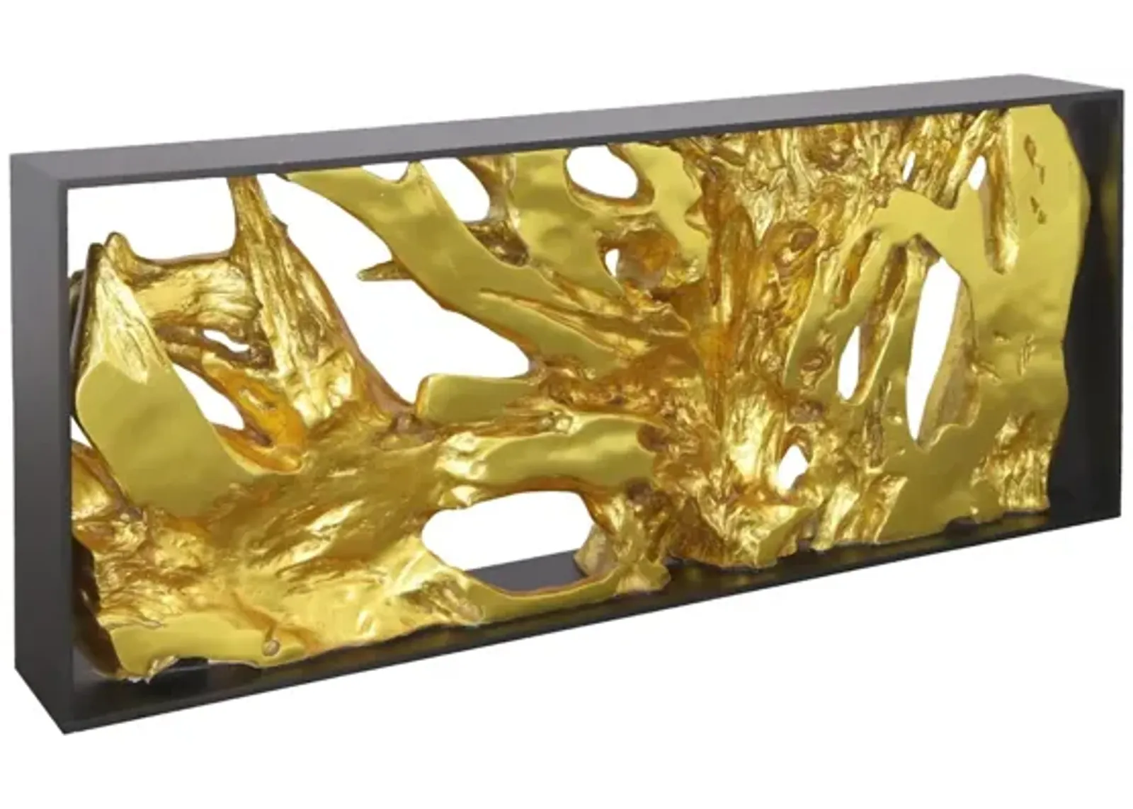 Cast Root Framed Console Table, Wood Frame, Resin, Gold Leaf