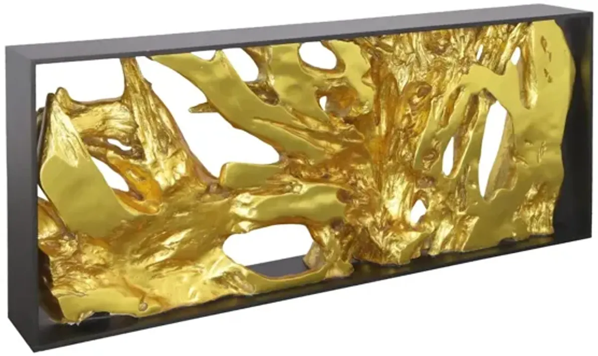 Cast Root Framed Console Table, Wood Frame, Resin, Gold Leaf