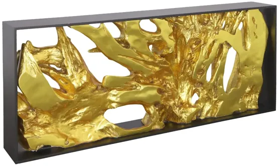 Cast Root Framed Console Table, Wood Frame, Resin, Gold Leaf