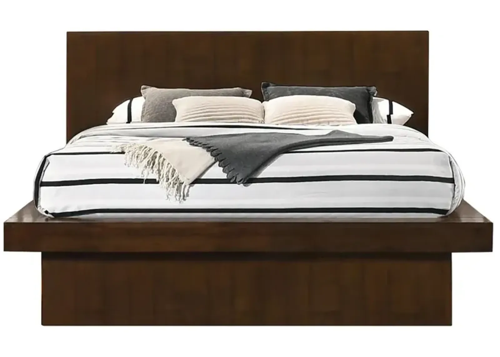 Jessica Eastern King Platform Bed with Rail Seating Cappuccino