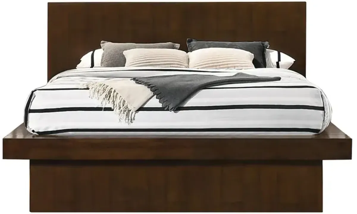 Jessica Eastern King Platform Bed with Rail Seating Cappuccino