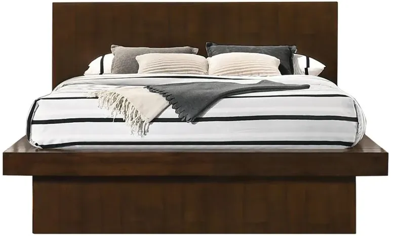 Jessica Eastern King Platform Bed with Rail Seating Cappuccino