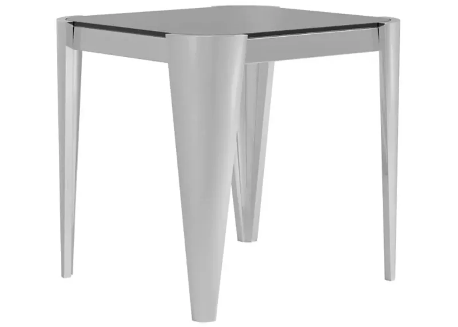 Square Glass Top End Table Silver and Grey