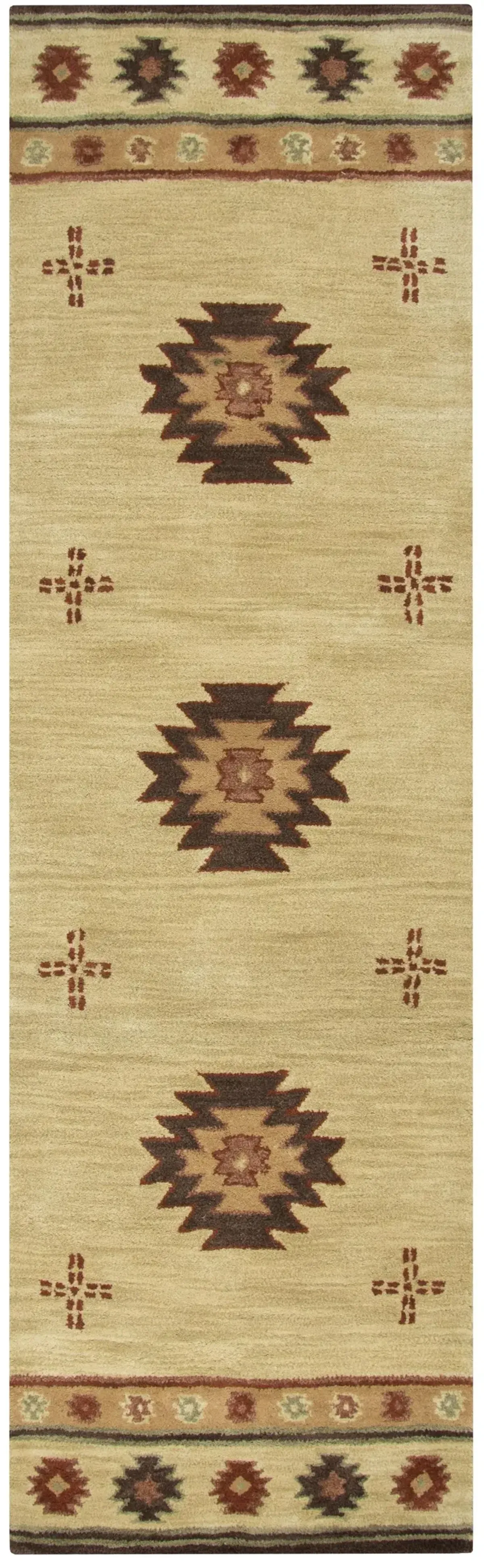 Southwest Beige Southwest/Tribal Wool 2'6" x 10' Runner Rug