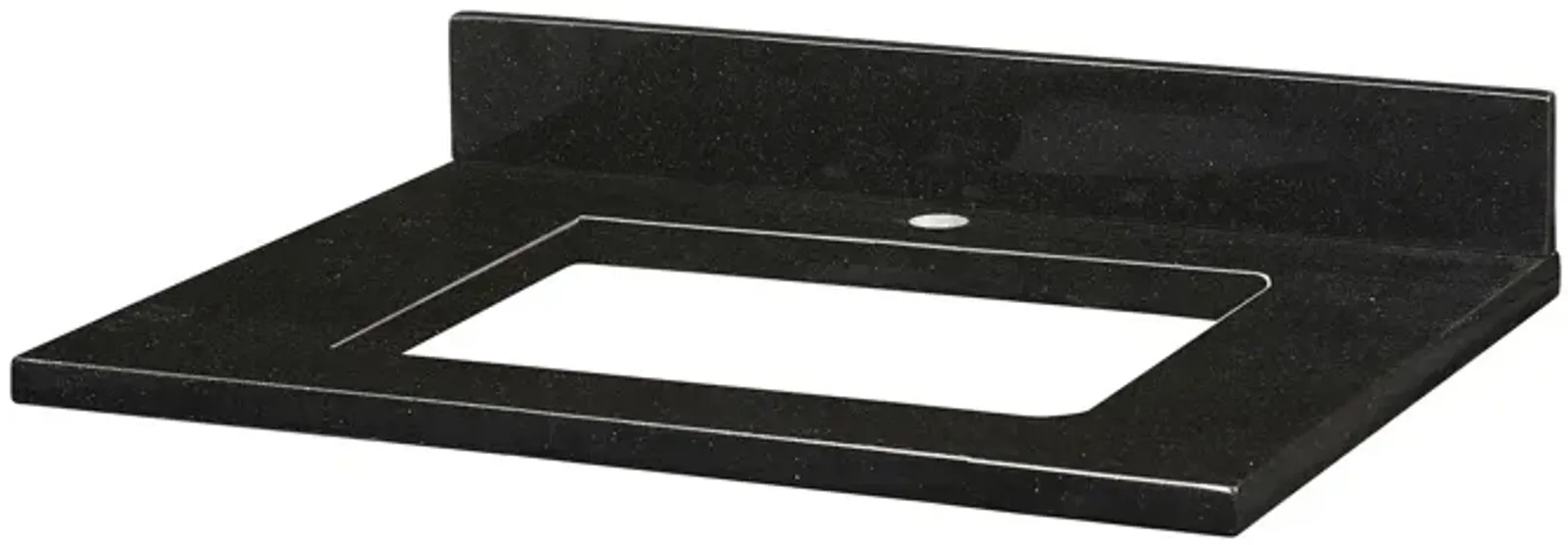 Stone Top - 25-inch for Rectangular Undermount Sink - Black Granite with Single Faucet Hole