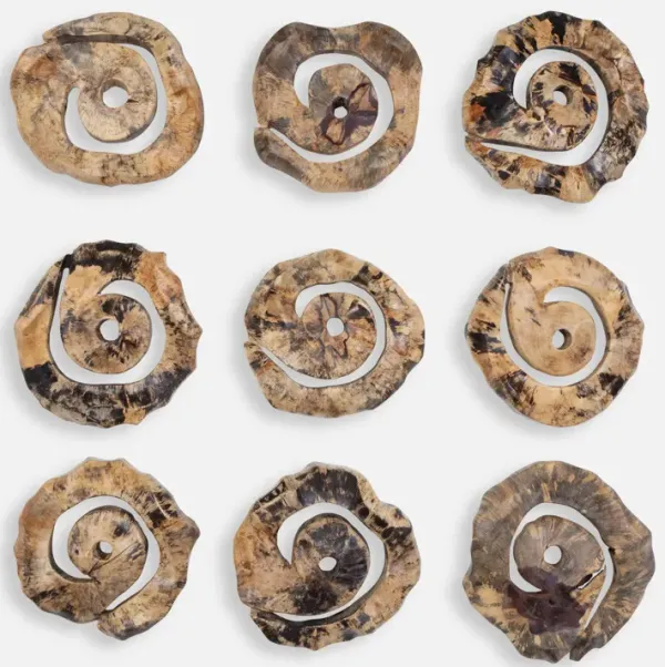 Corkscrew Wood Wall Decor Set/9