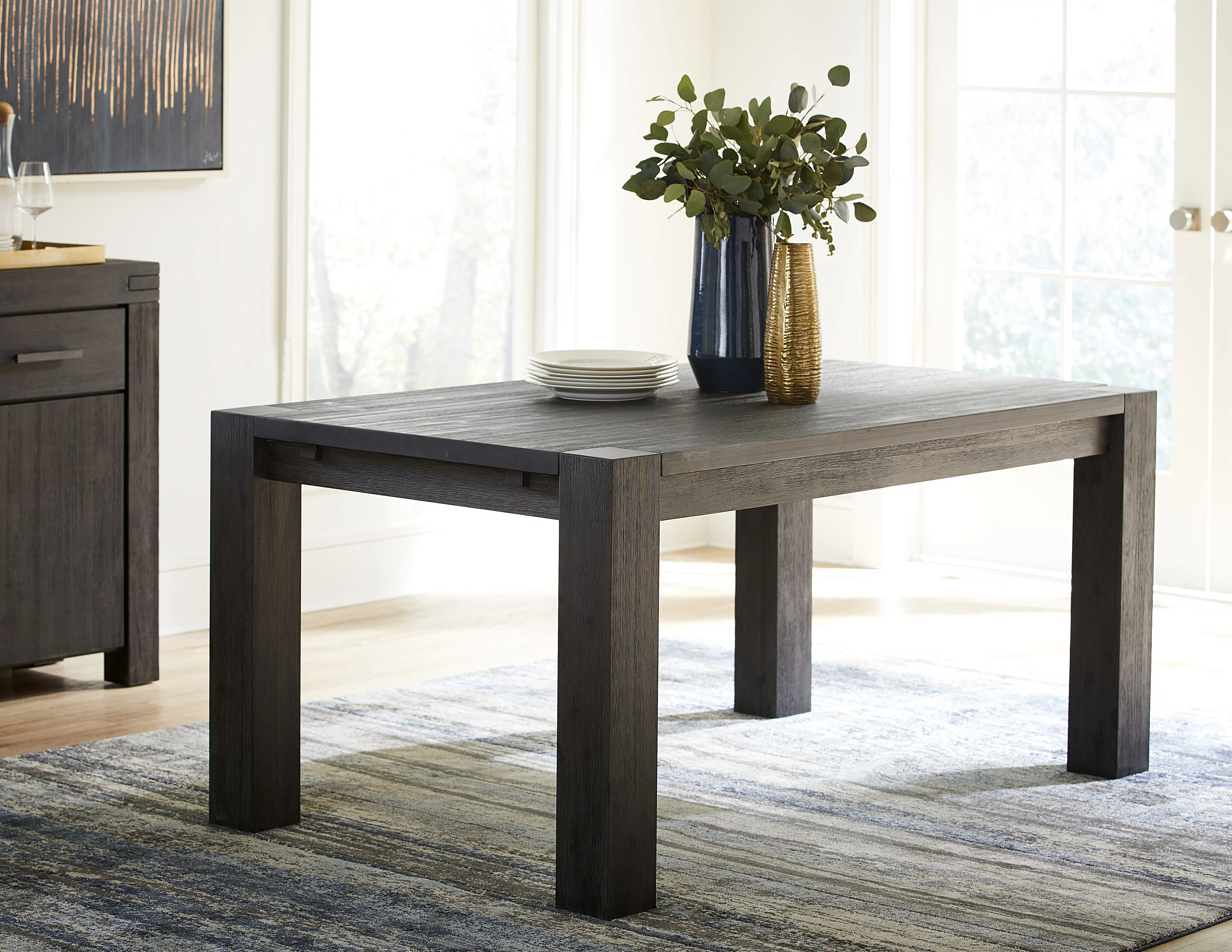 Meadow Solid Wood Rectangle Table in Graphite