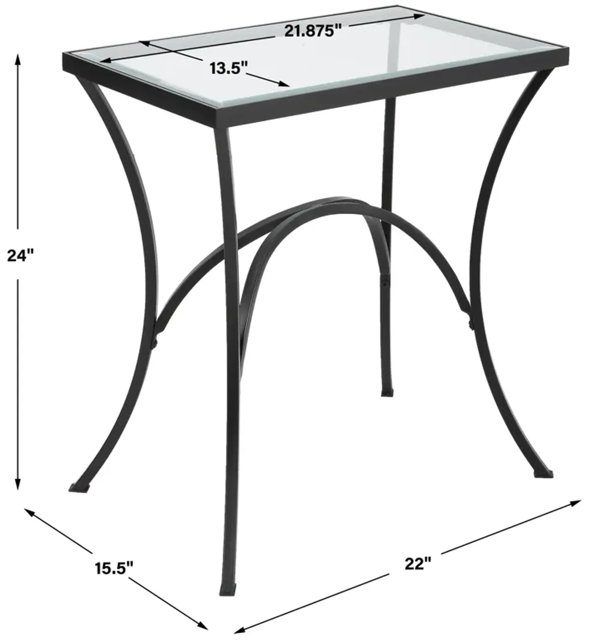 Alayna Black Metal & Glass End Table