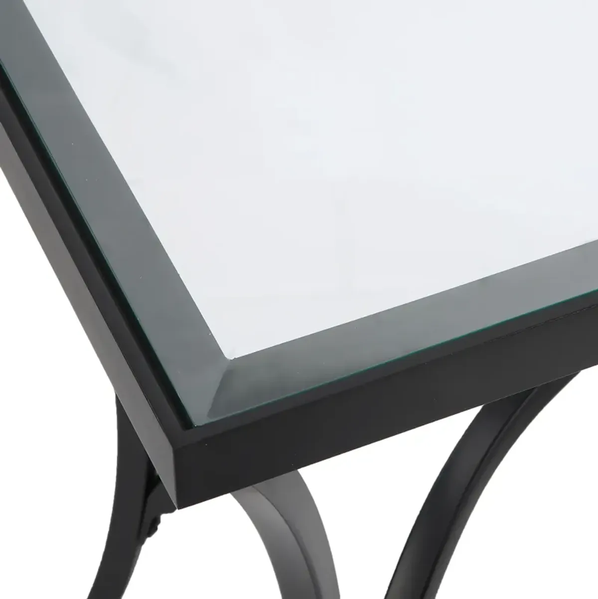 Alayna Black Metal & Glass End Table