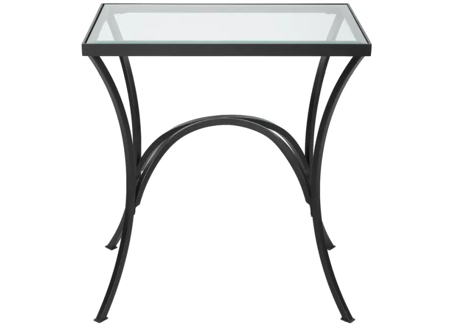 Alayna Black Metal & Glass End Table