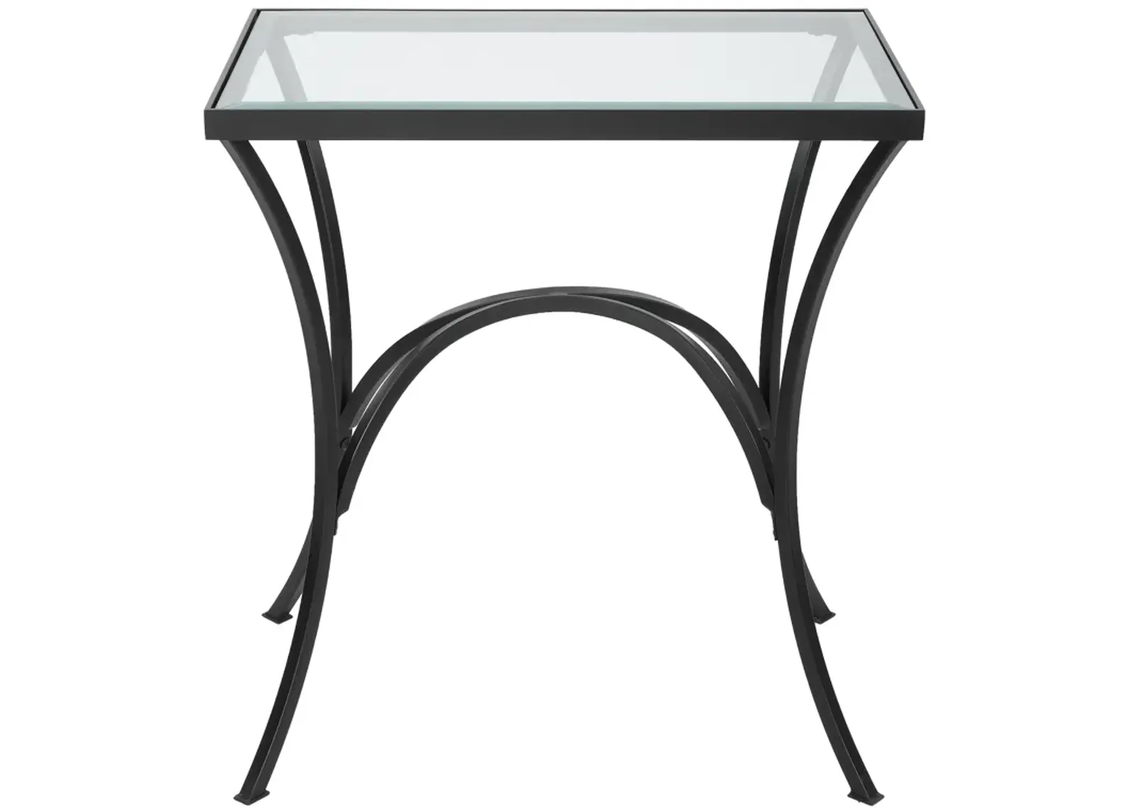 Alayna Black Metal & Glass End Table