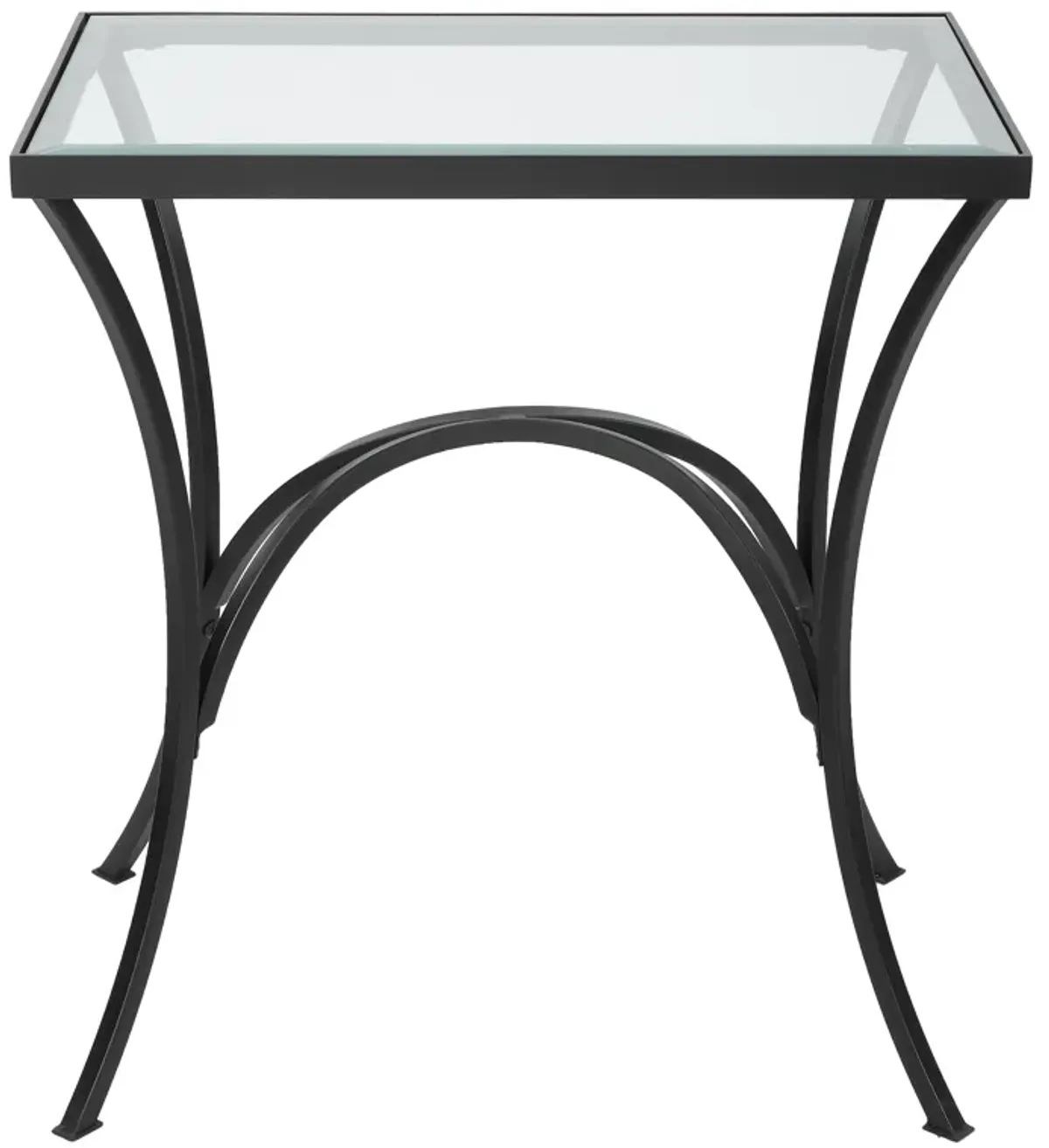 Alayna Black Metal & Glass End Table