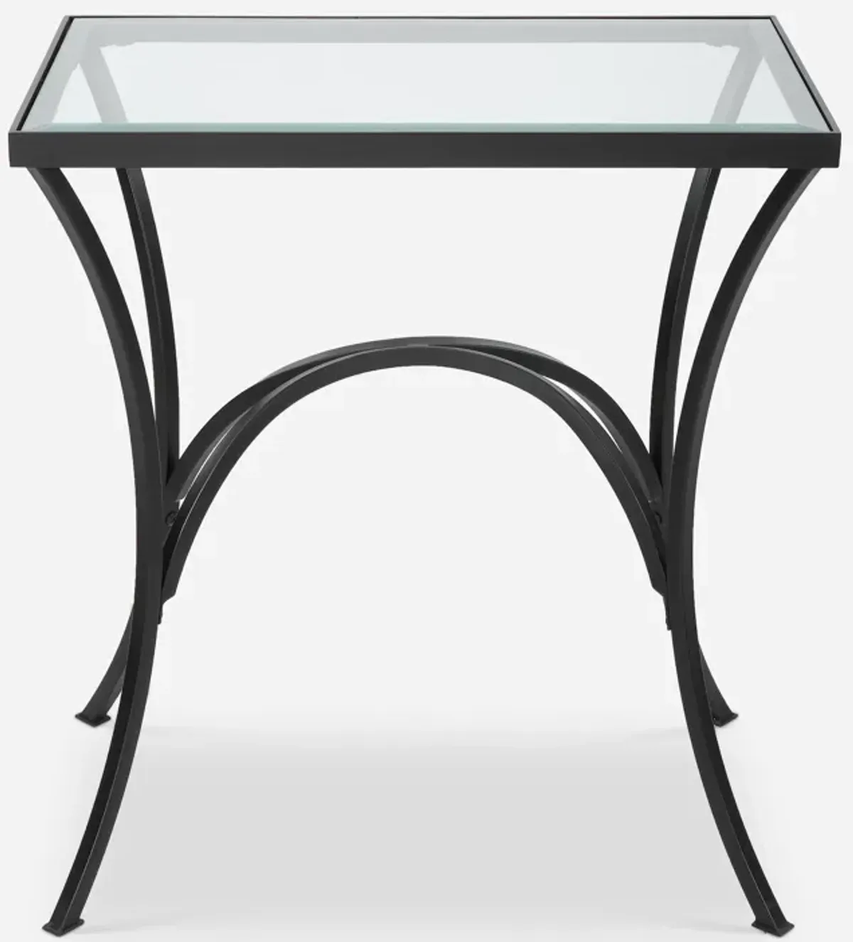 Alayna Black Metal & Glass End Table