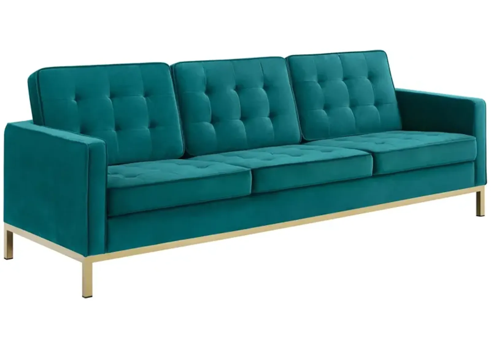 Loft Gold Stainless Steel Leg Performance Velvet Sofa