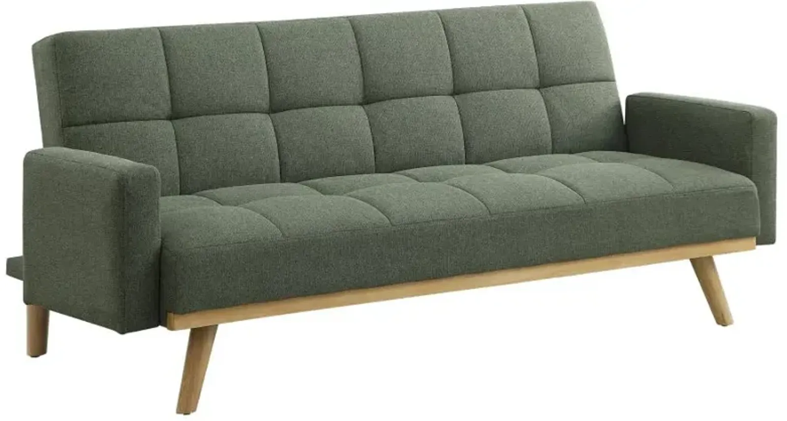 Kourtney Upholstered Track Arms Covertible Sofa Bed Sage Green