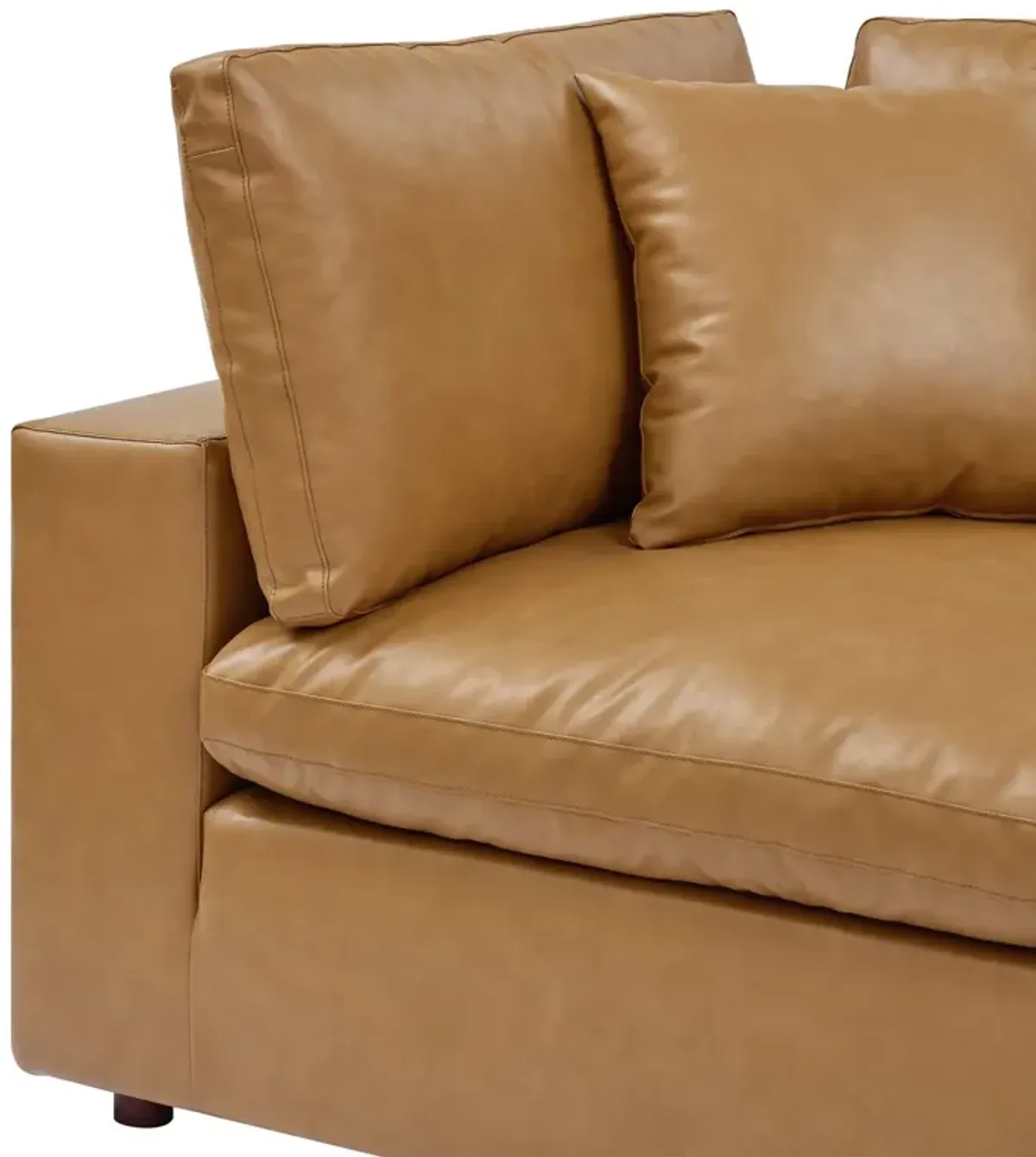 Commix Down Filled Overstuffed Vegan Leather Corner Chair