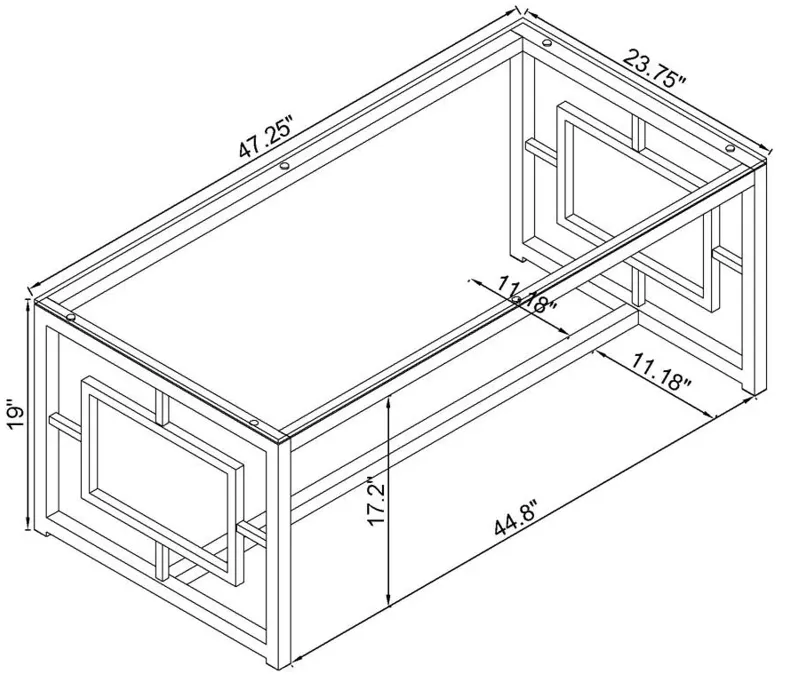 Merced Rectangle Glass Top Coffee Table Nickel