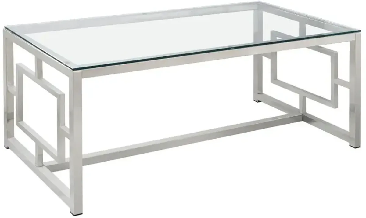 Merced Rectangle Glass Top Coffee Table Nickel