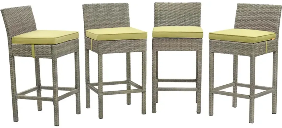 Conduit Bar Stool Outdoor Patio Wicker Rattan Set of 4