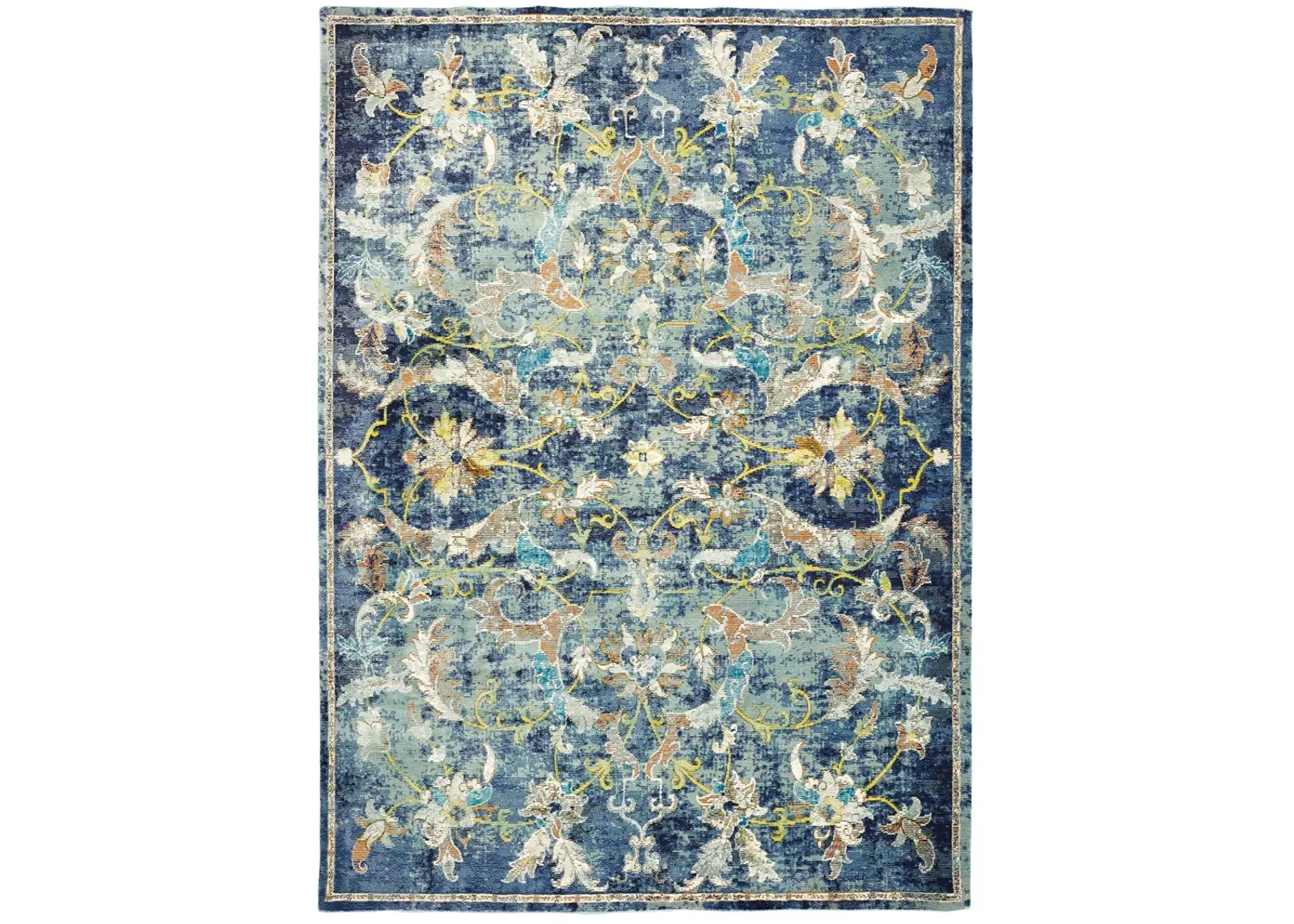 Galaxy Navy/ Multicolor Traditional Jacobean Indoor Area Rug 8'9" x 11'9"