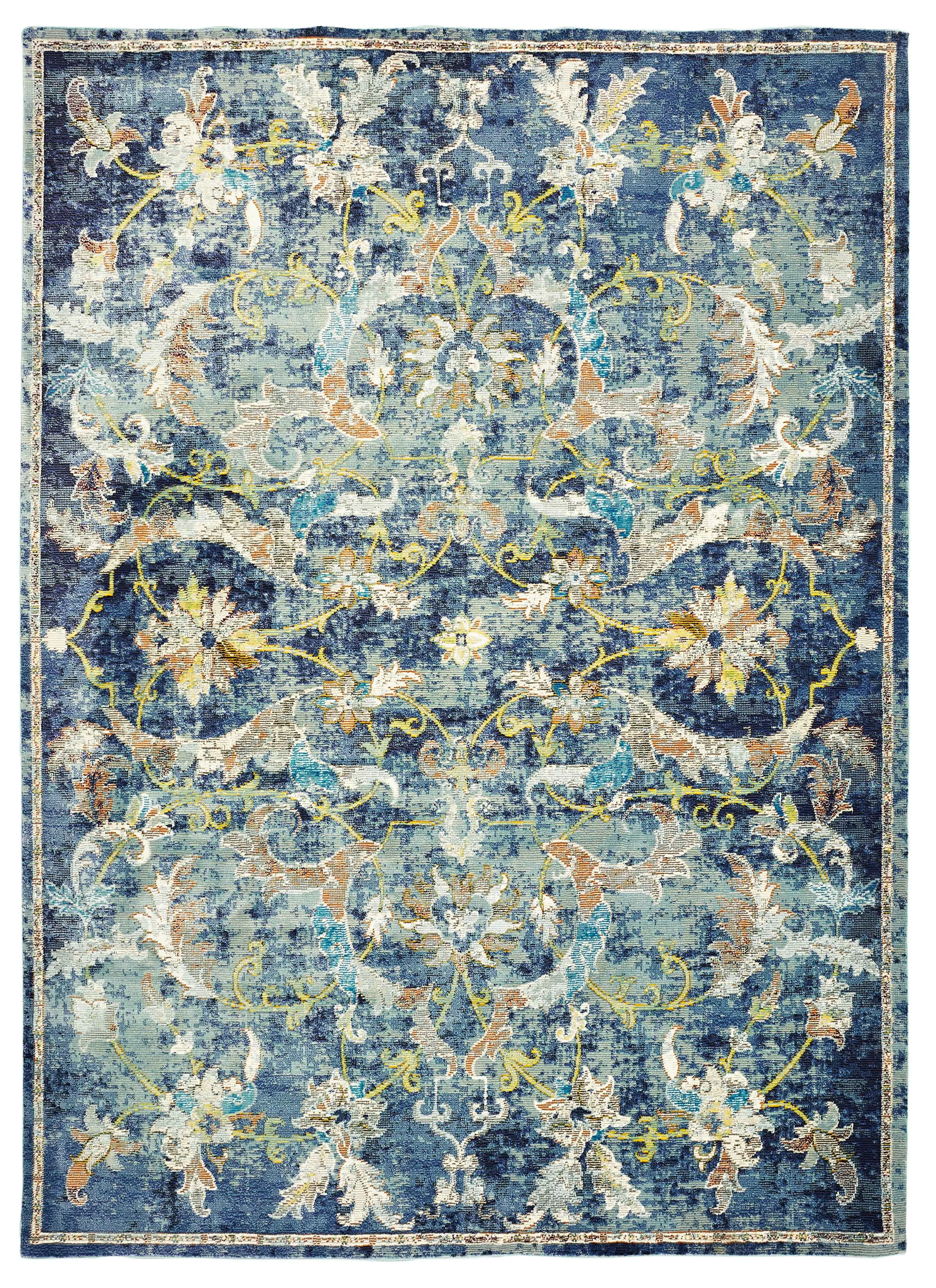 Galaxy Navy/ Multicolor Traditional Jacobean Indoor Area Rug 8'9" x 11'9"