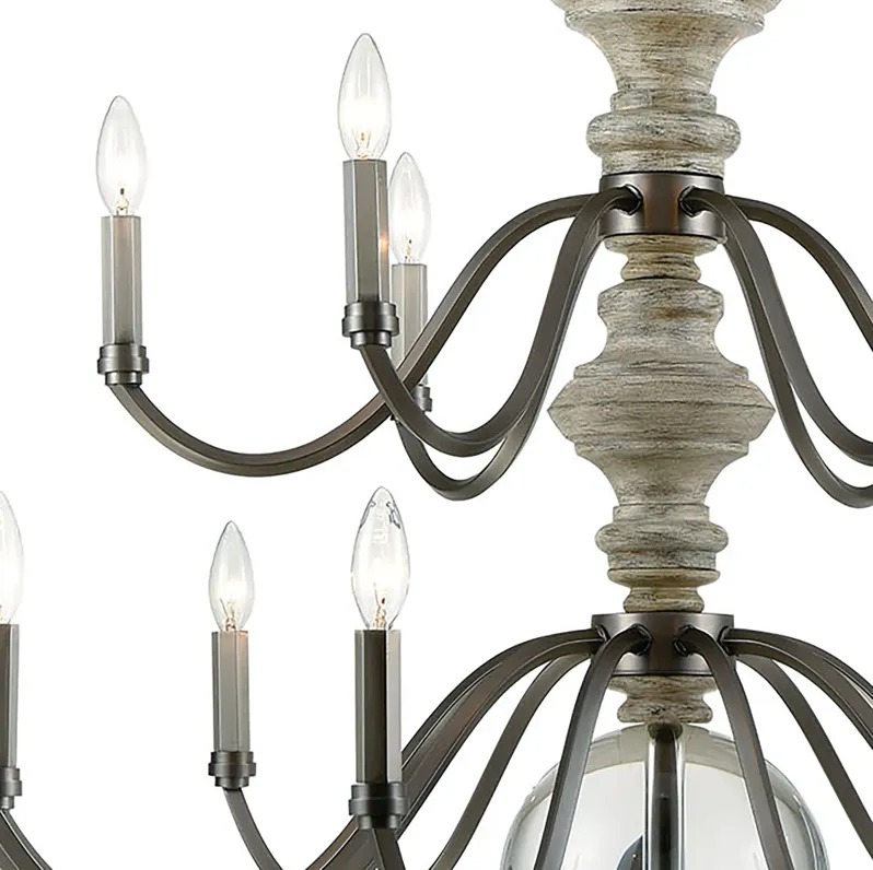 Neo Classica 36" Wide 15-Light Chandelier - Aged Black