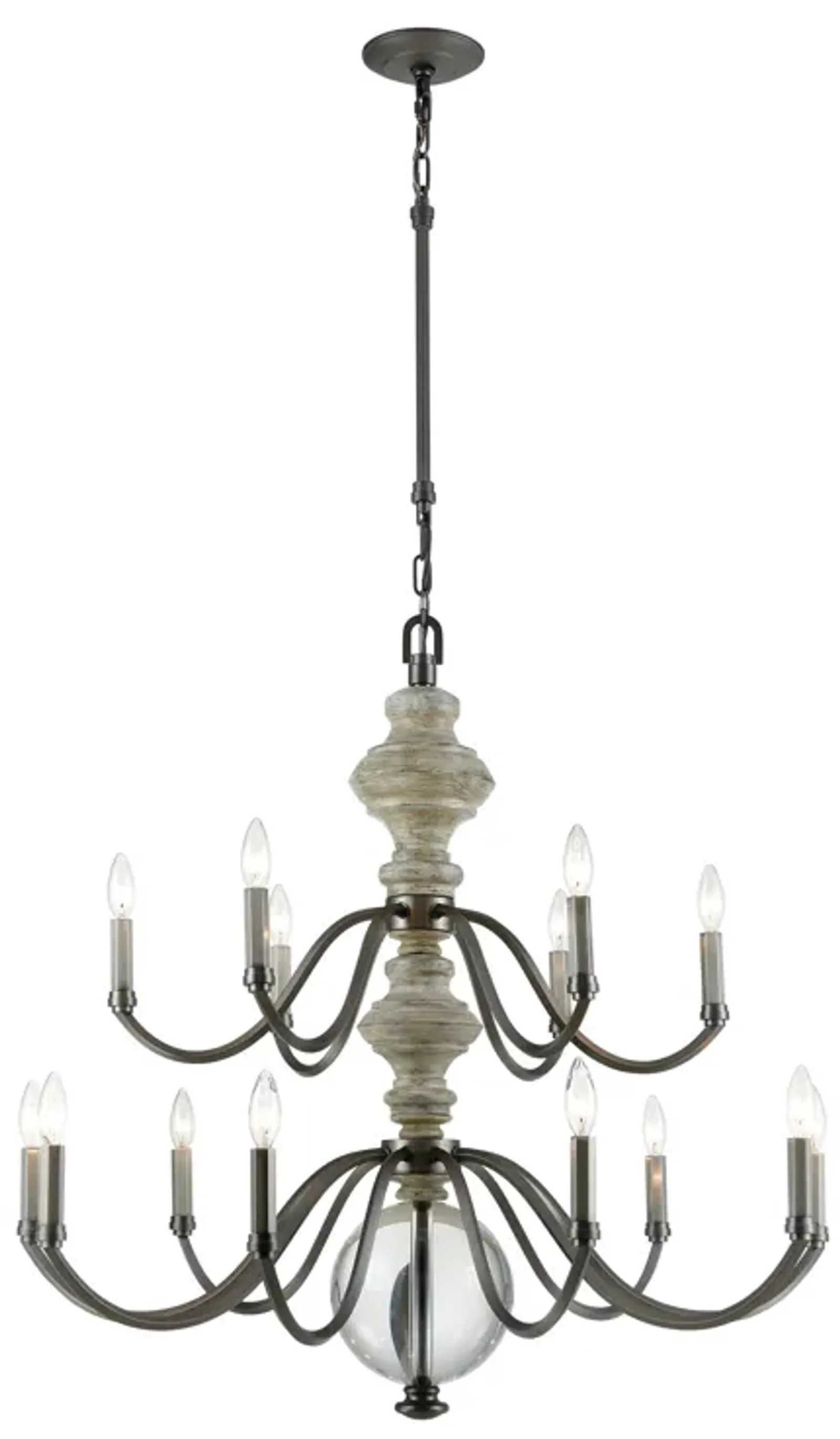 Neo Classica 36" Wide 15-Light Chandelier - Aged Black