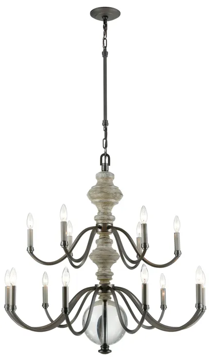 Neo Classica 36" Wide 15-Light Chandelier - Aged Black